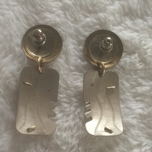 David Badman Sterling Silver Mixed Metal Earrings Vintage - Picture 2 of 8